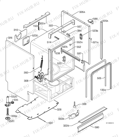 Взрыв-схема посудомоечной машины Electrolux ESI664B - Схема узла Housing 001